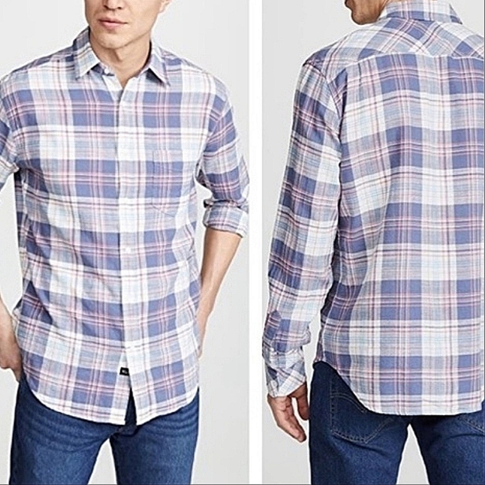Rails-Wyatt in 'Ocean Tangerine' 100% Cotton Long Sleeve Button Down-Size XL